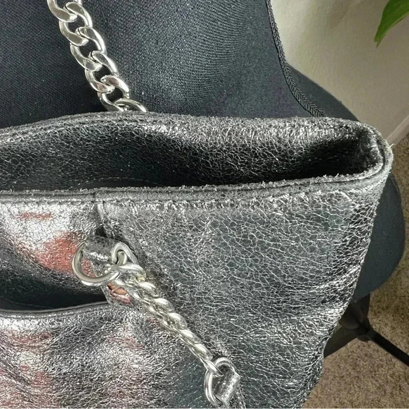 Michael Michael Kors Women’s Jet Set Metallic Silver Tote Purse Bag - Picture 8 of 16